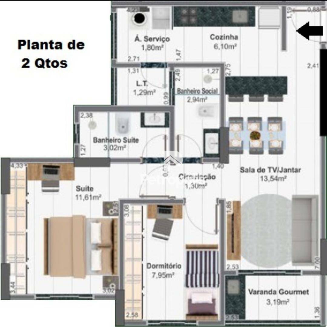 Apartamento à venda com 2 quartos, 62m² - Foto 3