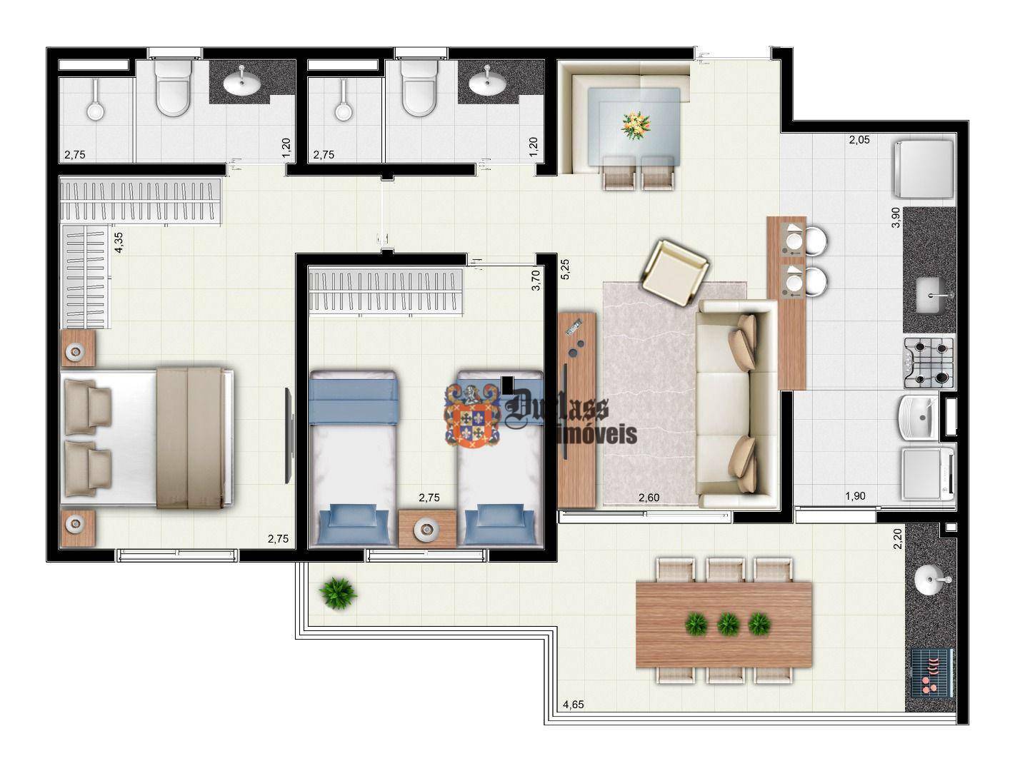 Apartamento à venda com 2 quartos, 73m² - Foto 2