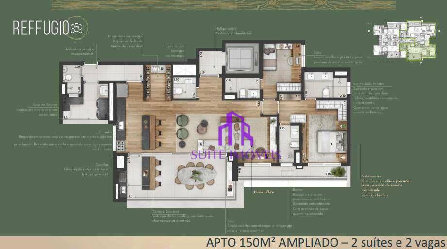 Apartamento à venda com 3 quartos, 150m² - Foto 2