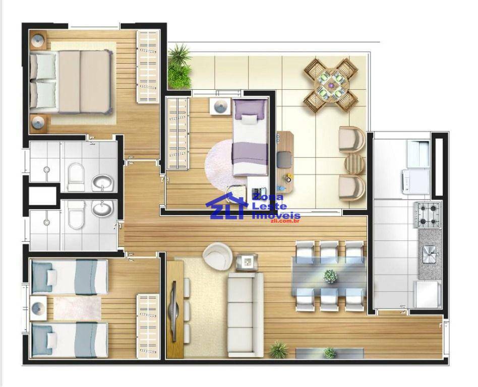 Apartamento à venda com 3 quartos, 74m² - Foto 3