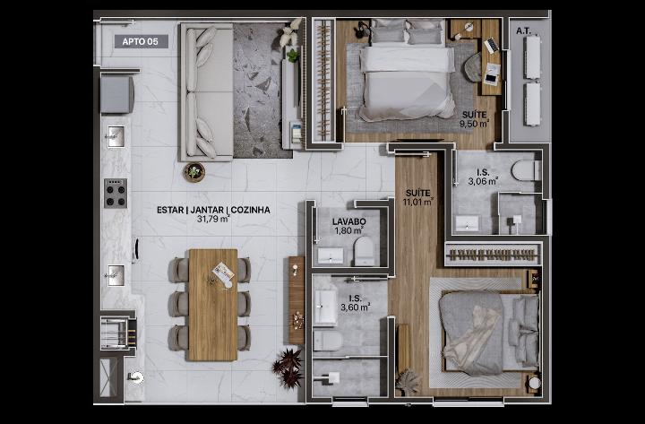 Apartamento à venda com 2 quartos, 67m² - Foto 6