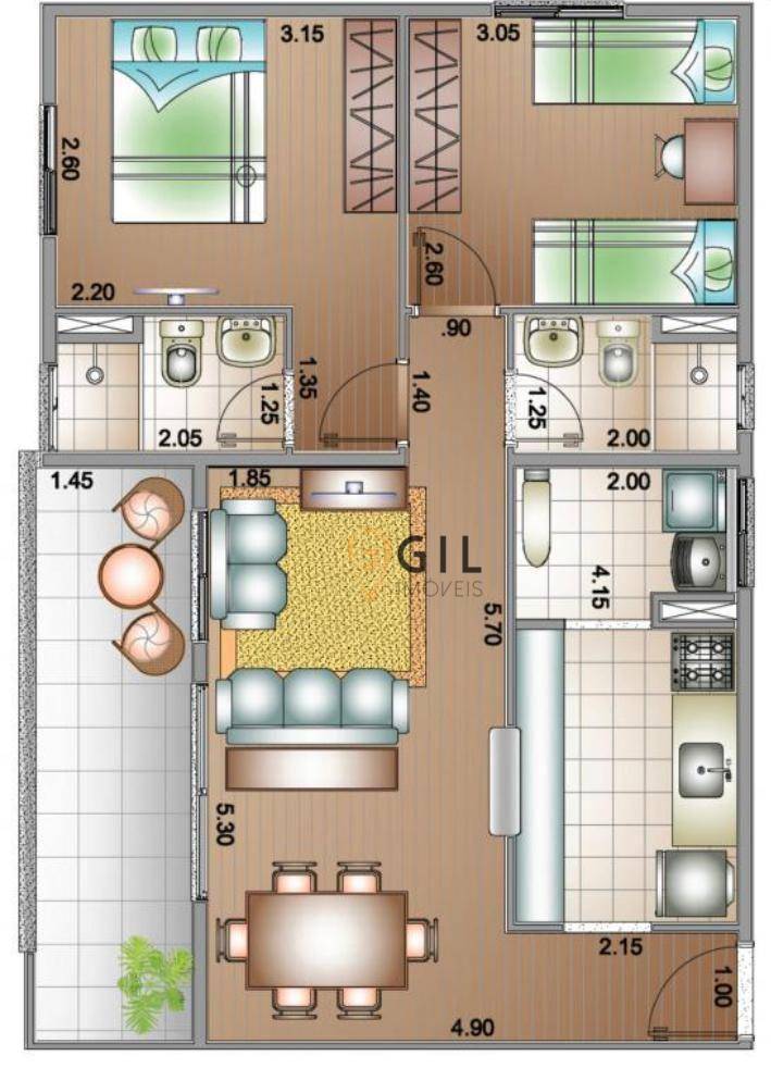 Apartamento à venda com 2 quartos, 64m² - Foto 5