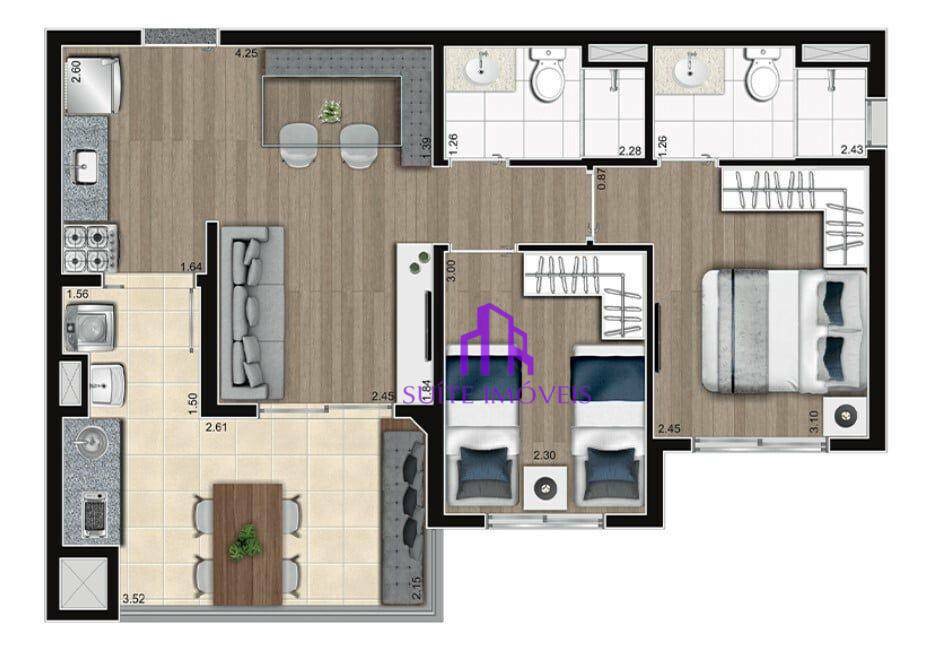 Apartamento, 2 quartos, 56 m² - Foto 1