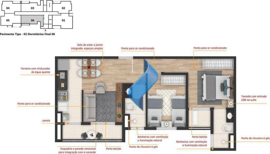 Apartamento à venda com 2 quartos, 51m² - Foto 5