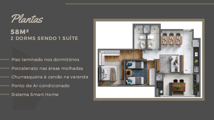 Apartamento à venda com 2 quartos, 58m² - Foto 3