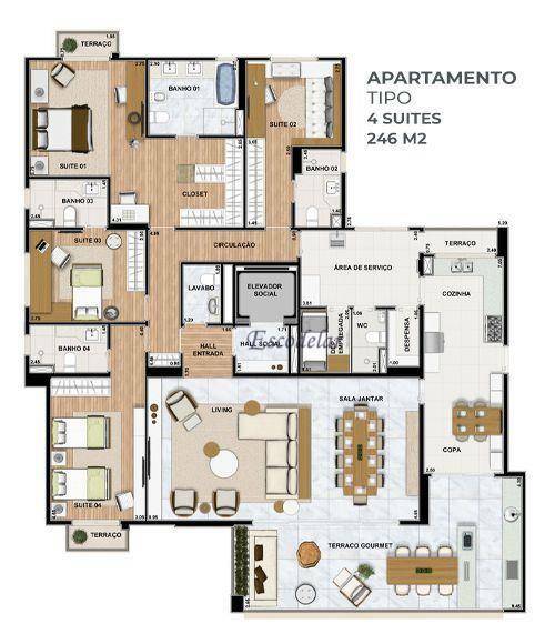 Apartamento à venda com 4 quartos, 246m² - Foto 13