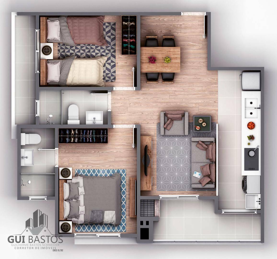 Apartamento à venda com 2 quartos, 61m² - Foto 2