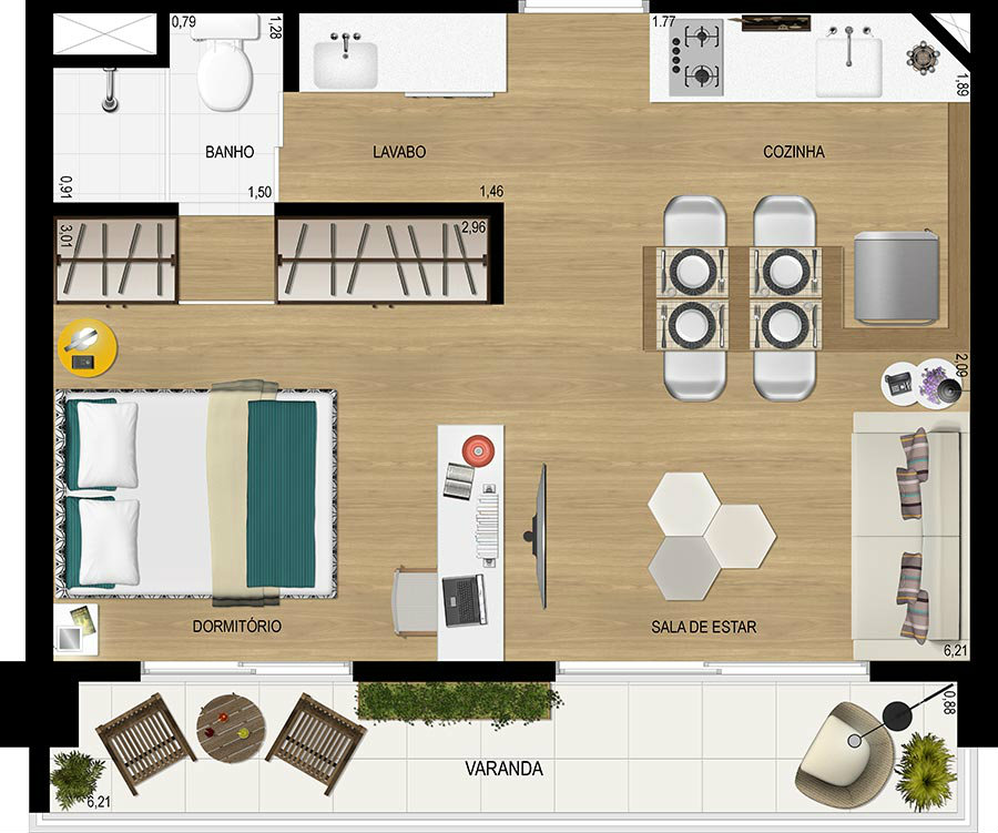 Apartamento à venda com 1 quarto, 37m² - Foto 2