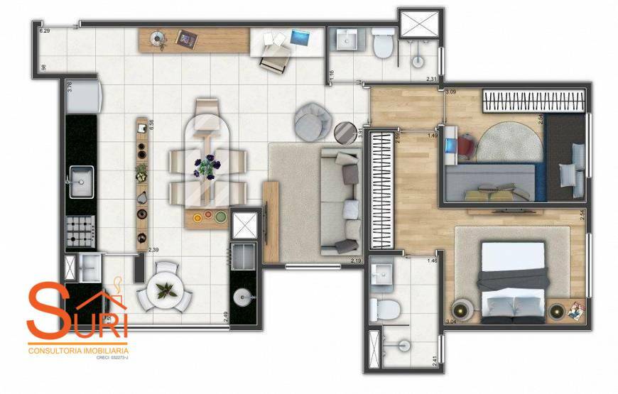 Apartamento à venda com 2 quartos, 62m² - Foto 5