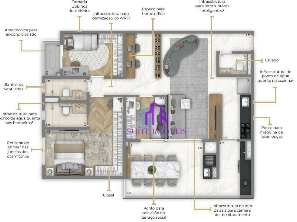 Apartamento à venda com 3 quartos, 90m² - Foto 1