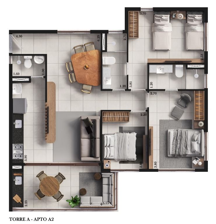 Apartamento à venda com 3 quartos, 80m² - Foto 3