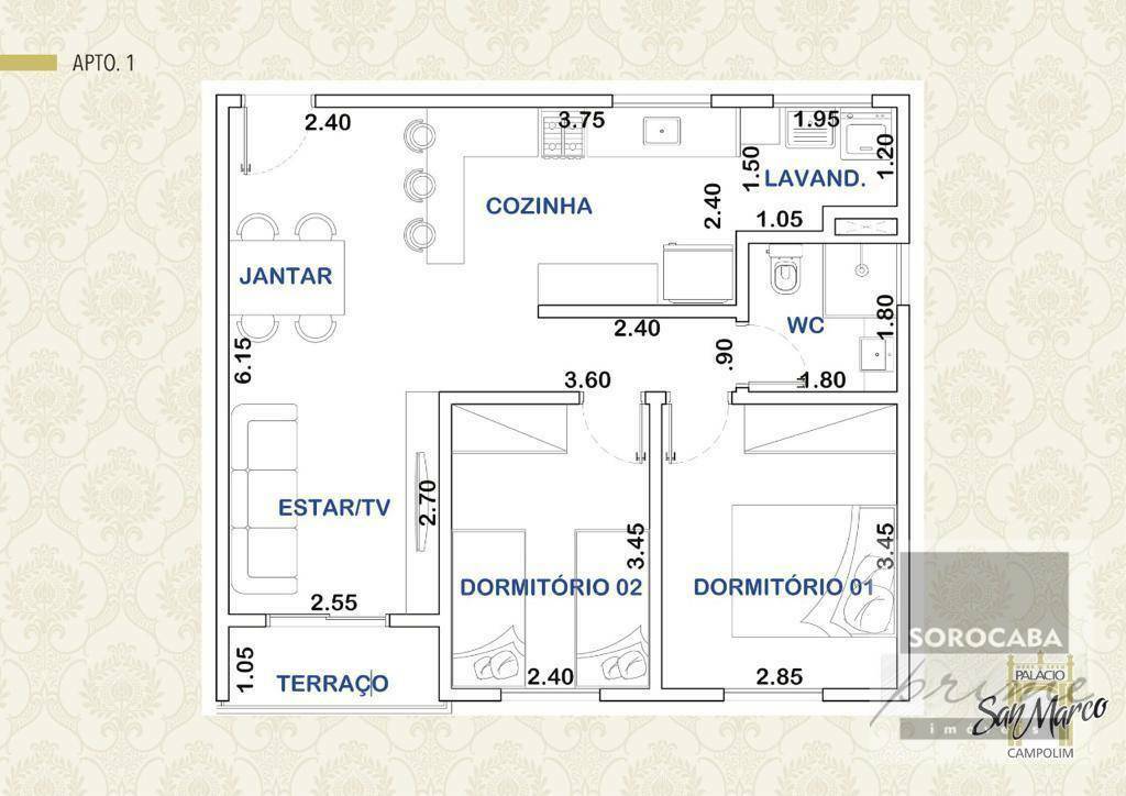 Apartamento à venda com 2 quartos, 61m² - Foto 3