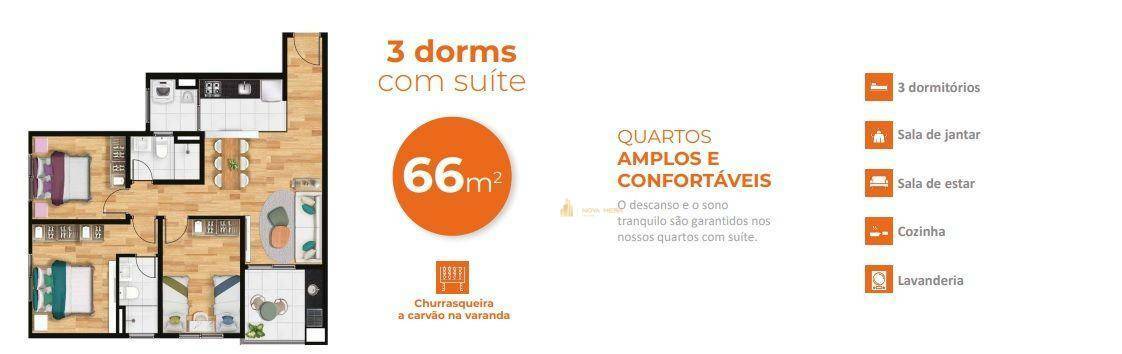 Apartamento à venda com 3 quartos, 66m² - Foto 2