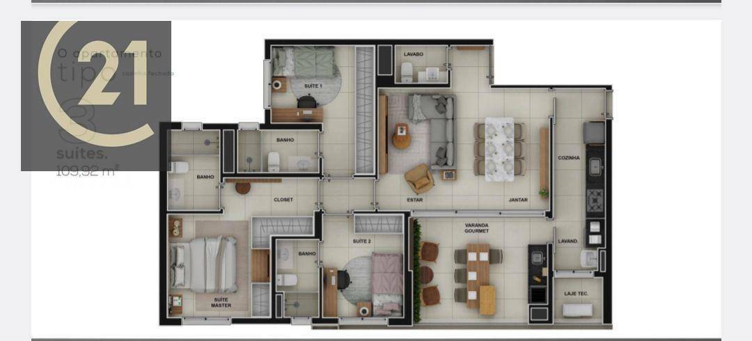 Apartamento à venda com 3 quartos, 109m² - Foto 6