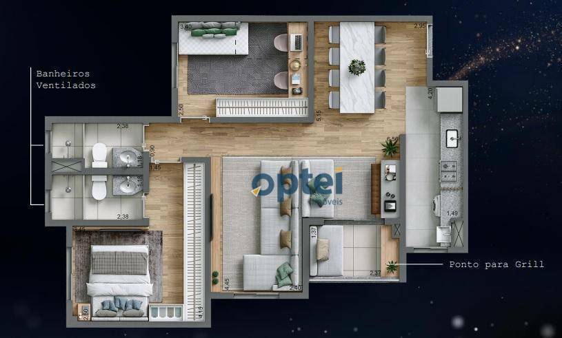 Apartamento à venda com 2 quartos, 69m² - Foto 1