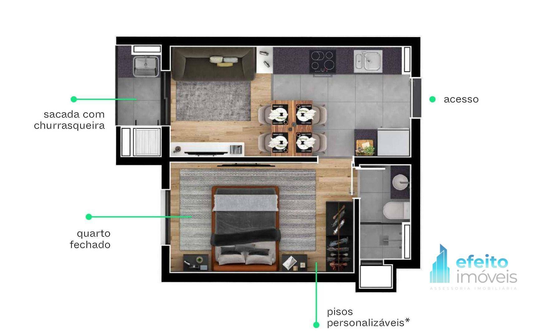 Apartamento à venda com 1 quarto, 31m² - Foto 3