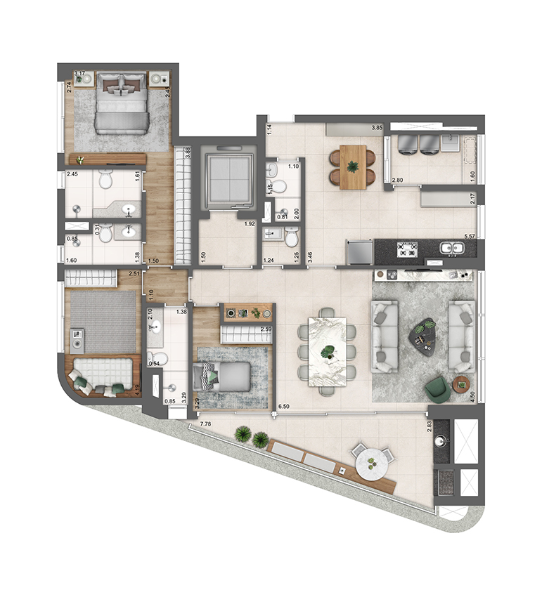 Apartamento à venda com 3 quartos, 153m² - Foto 2