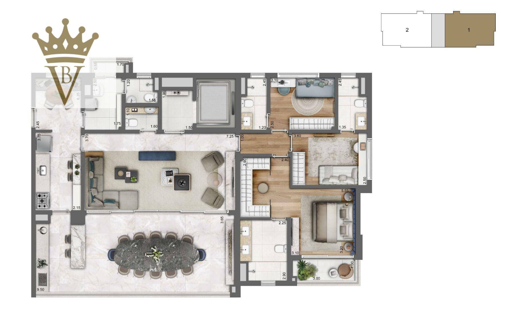 Apartamento à venda com 3 quartos, 166m² - Foto 1