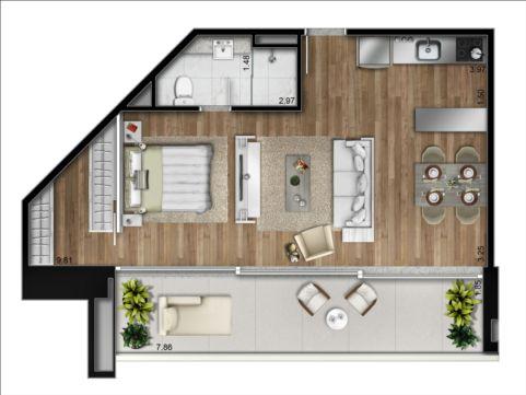 Apartamento à venda com 1 quarto, 66m² - Foto 7