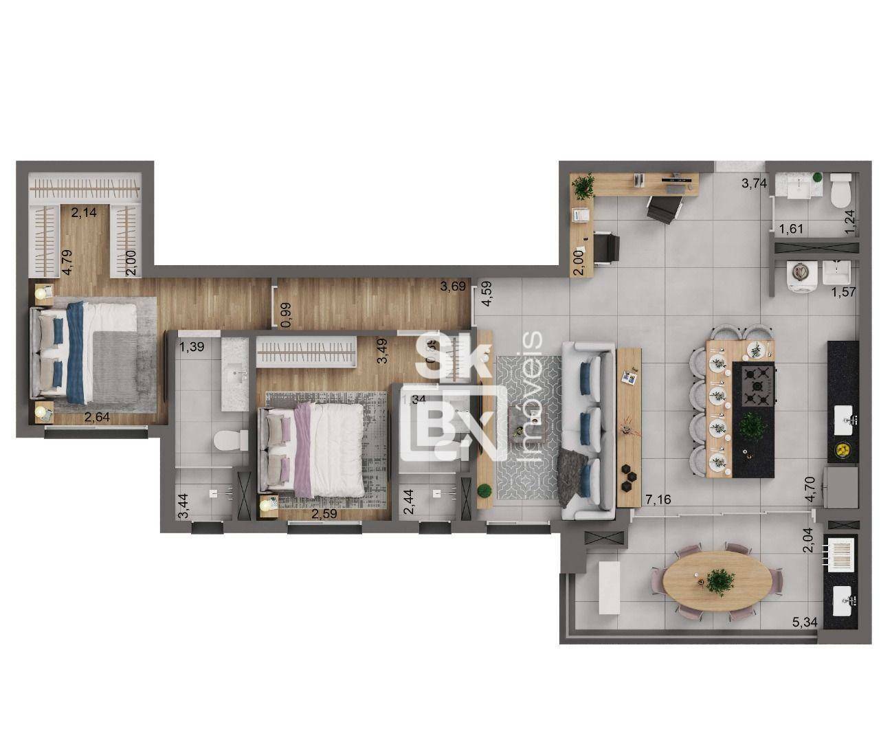 Apartamento à venda com 3 quartos, 102m² - Foto 3