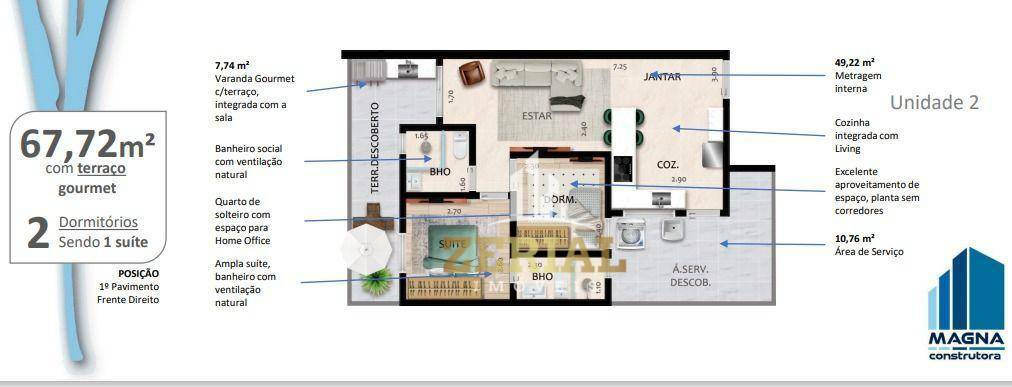 Apartamento à venda com 2 quartos, 70m² - Foto 2