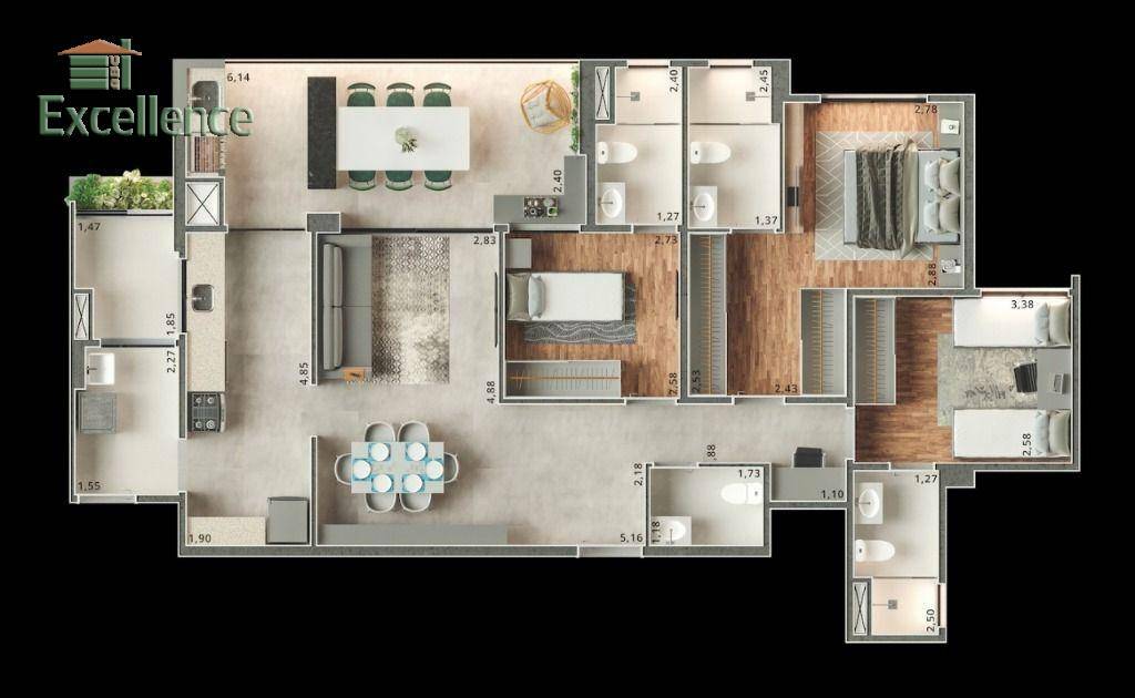 Apartamento à venda com 3 quartos, 112m² - Foto 1