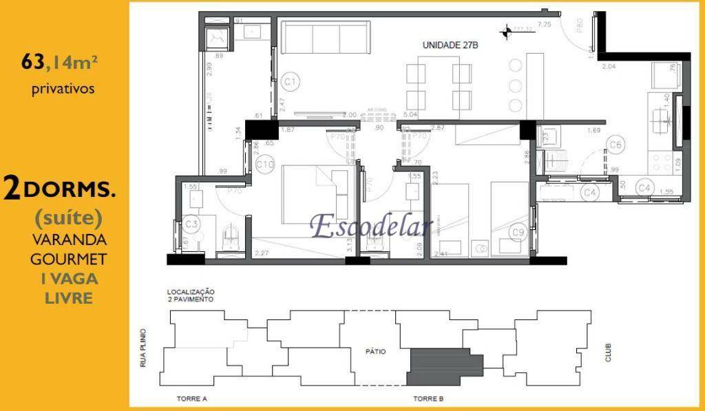 Apartamento à venda com 2 quartos, 63m² - Foto 3