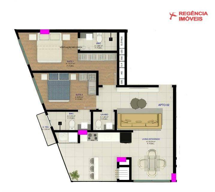 Apartamento à venda com 2 quartos, 73m² - Foto 3