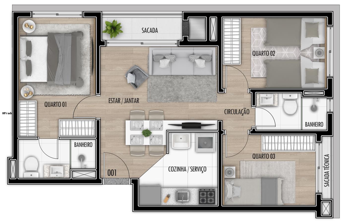 Apartamento à venda com 3 quartos, 57m² - Foto 20