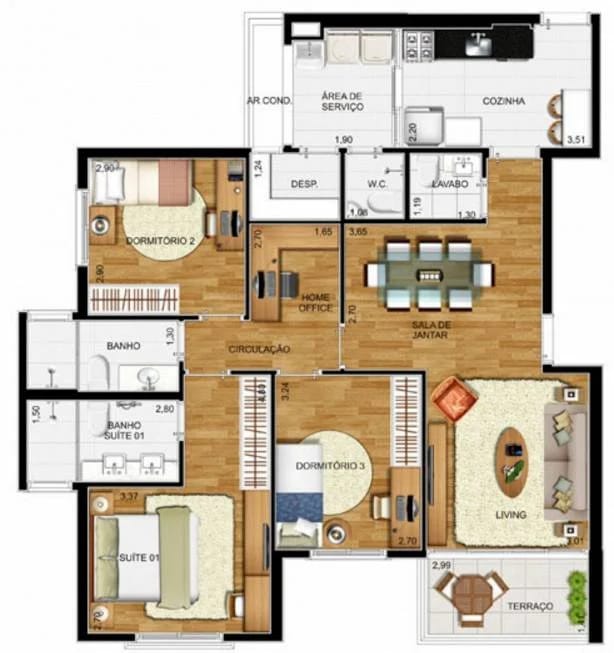 Apartamento à venda com 3 quartos, 100m² - Foto 3