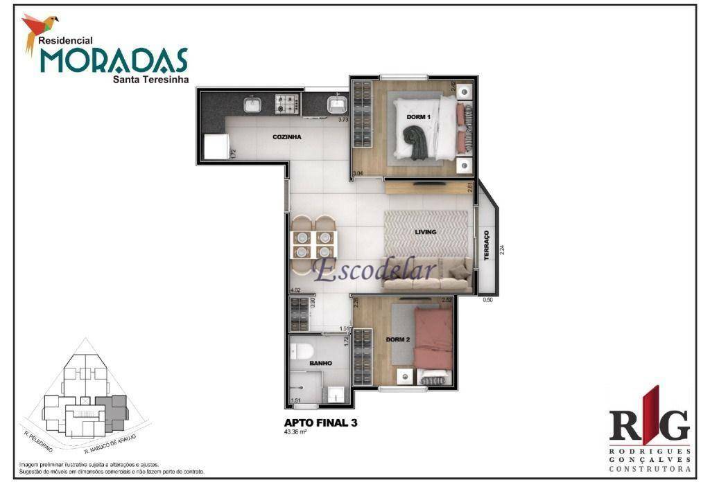 Apartamento à venda com 2 quartos, 43m² - Foto 17