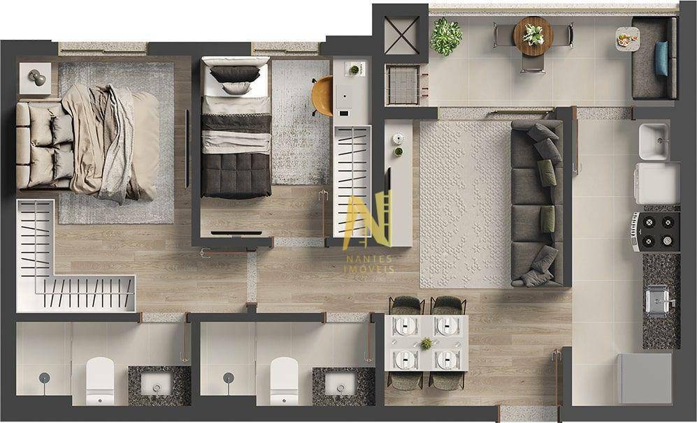 Apartamento à venda com 2 quartos, 55m² - Foto 3