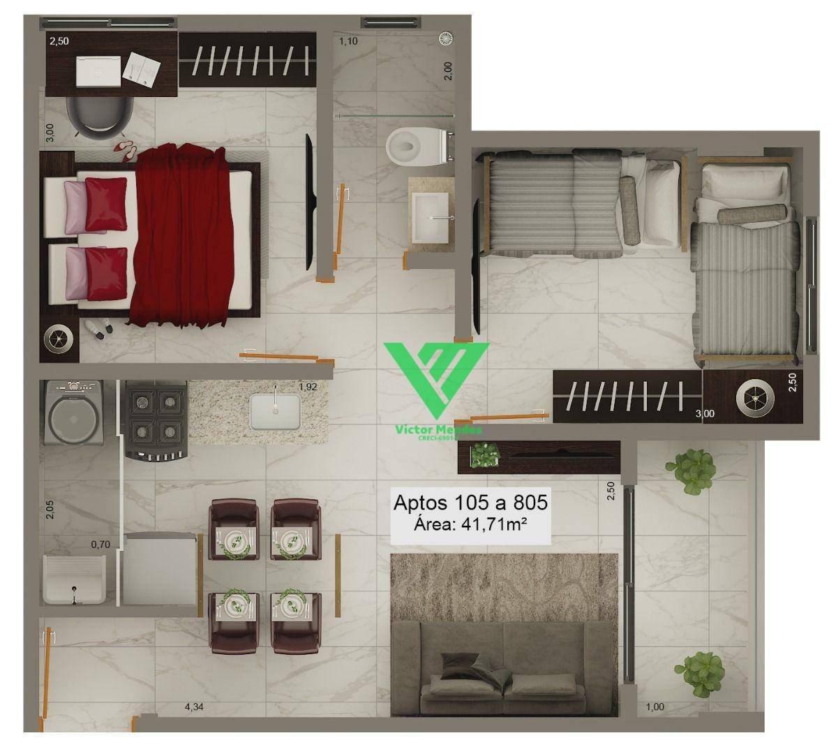 Apartamento à venda com 3 quartos, 57m² - Foto 7