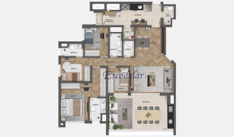 Apartamento à venda com 3 quartos, 105m² - Foto 3