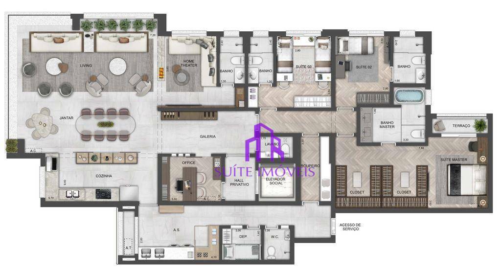 Apartamento à venda com 4 quartos, 220m² - Foto 4