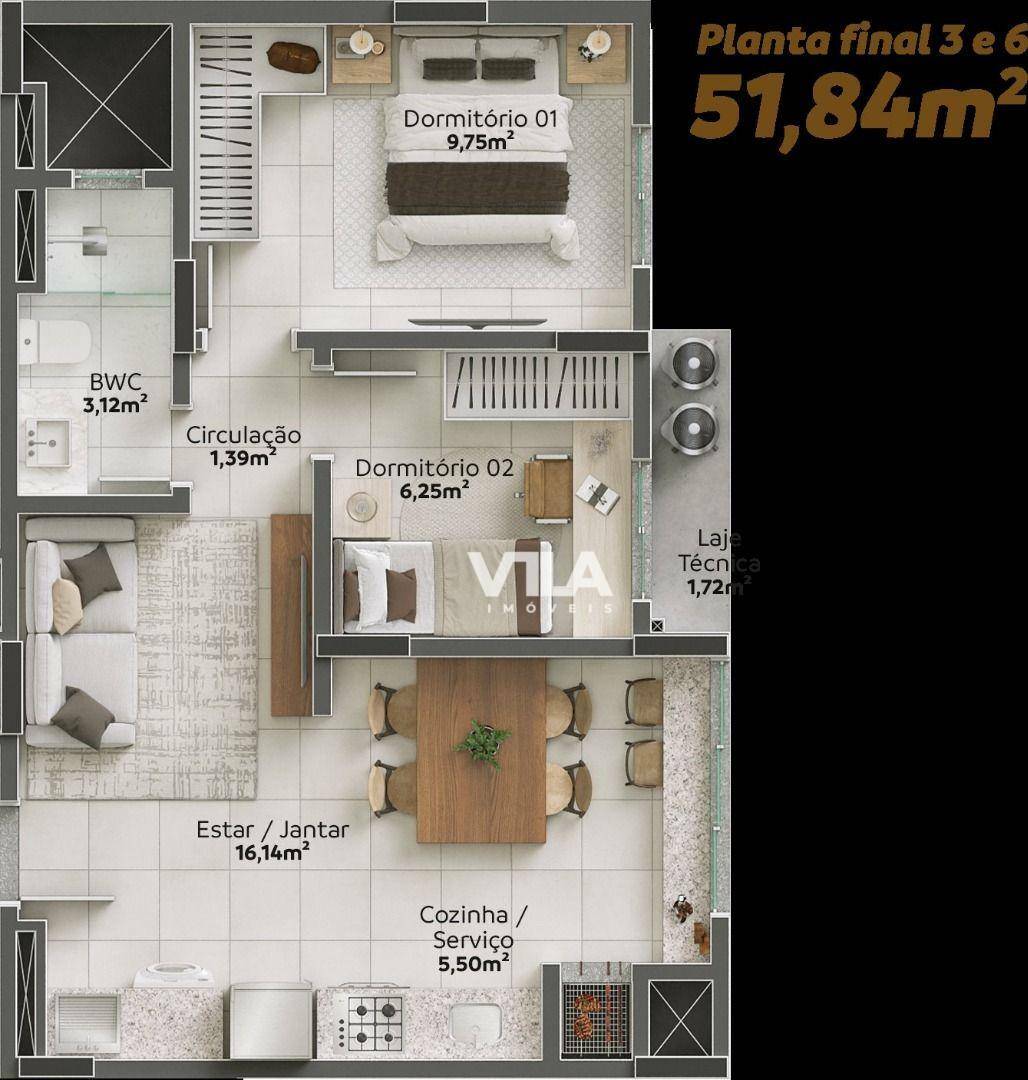 Apartamento à venda com 2 quartos, 51m² - Foto 7