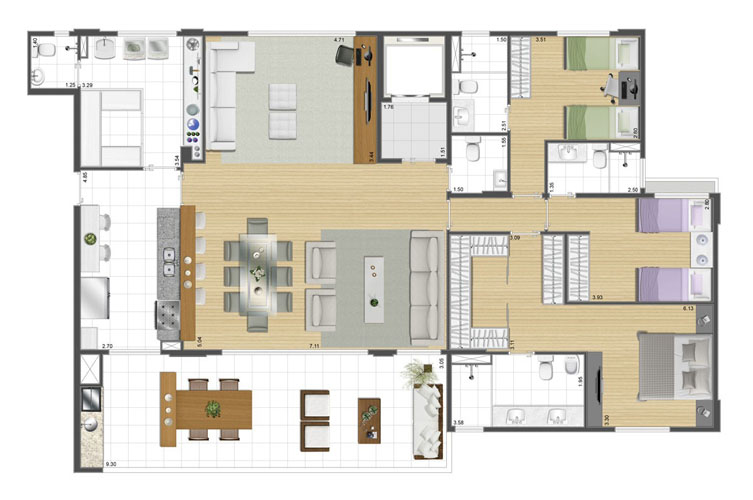 Apartamento à venda com 3 quartos, 132m² - Foto 7