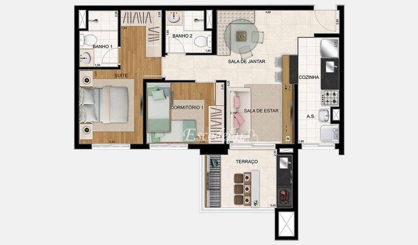 Apartamento à venda com 2 quartos, 68m² - Foto 6