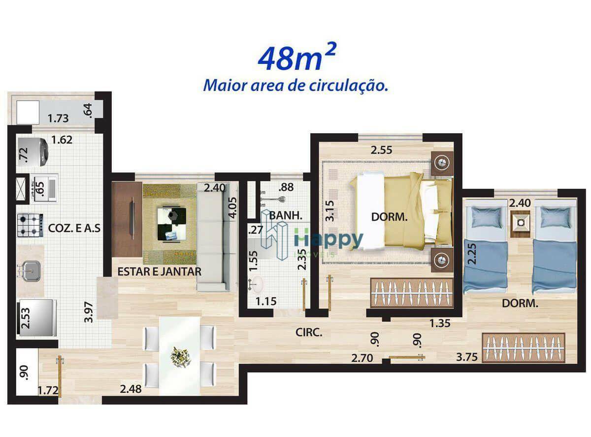 Apartamento à venda com 2 quartos, 48m² - Foto 5