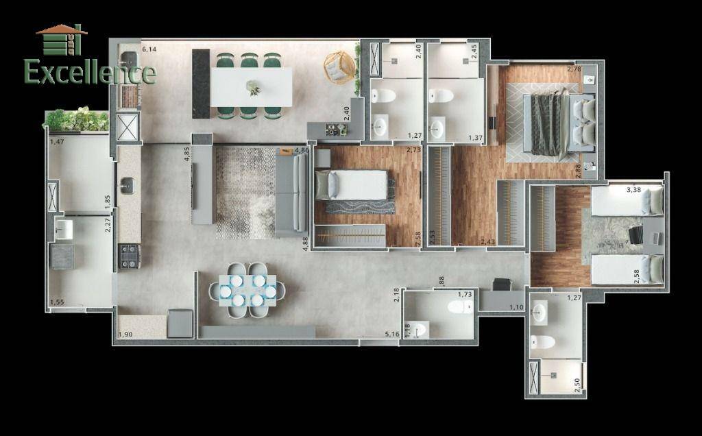 Apartamento à venda com 3 quartos, 112m² - Foto 2