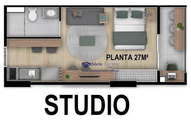 Kitnet e Studio à venda com 1 quarto, 27m² - Foto 2