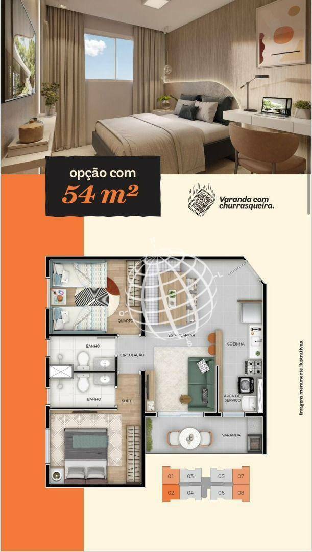 Apartamento à venda com 2 quartos, 54m² - Foto 3