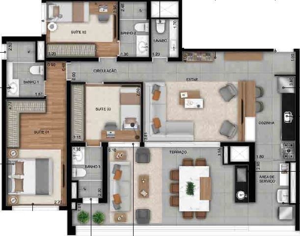 Apartamento à venda com 3 quartos, 120m² - Foto 1