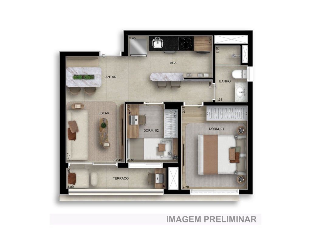 Apartamento à venda com 2 quartos, 49m² - Foto 4