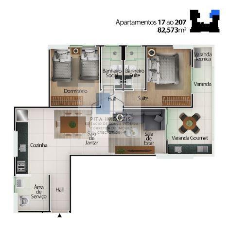 Apartamento à venda com 2 quartos, 82m² - Foto 2