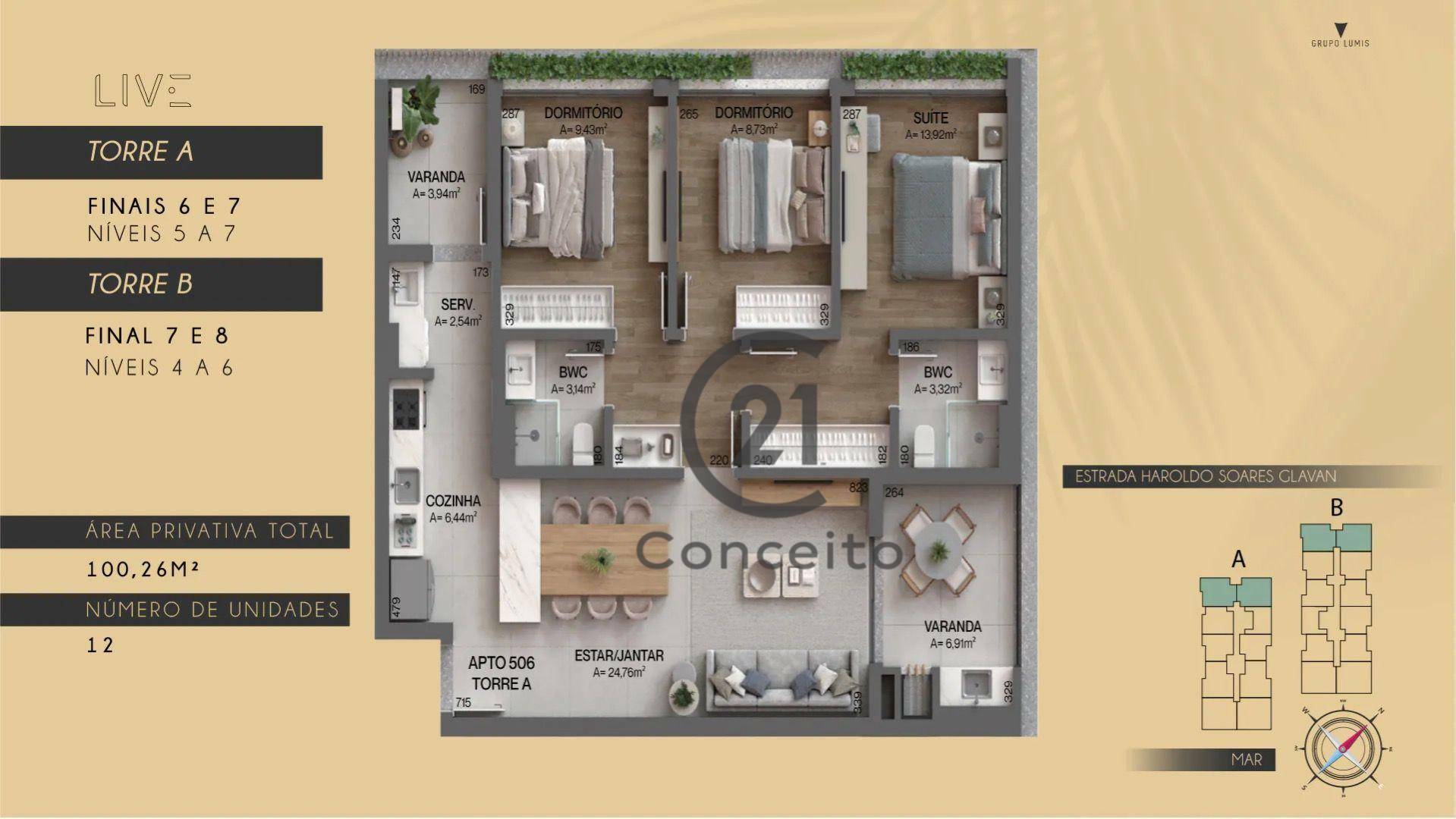 Apartamento à venda com 3 quartos, 100m² - Foto 14