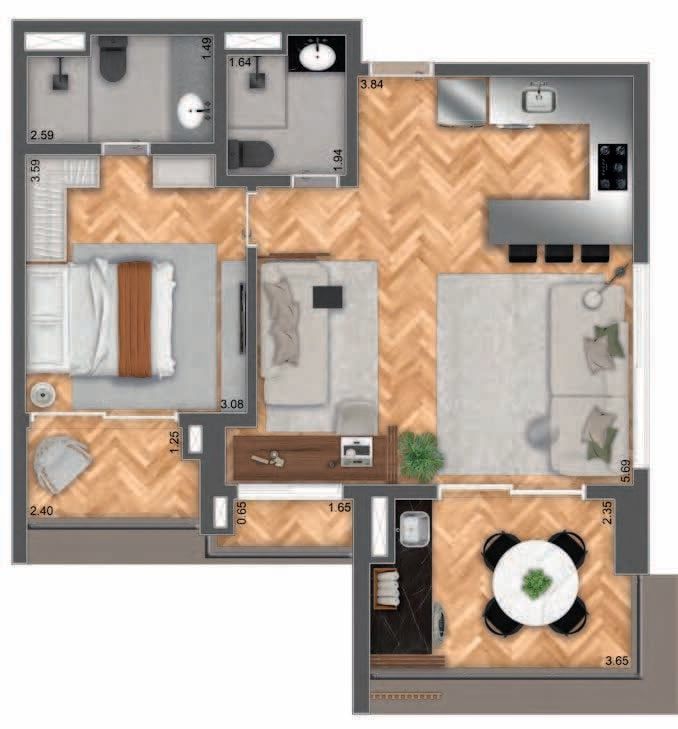 Apartamento à venda com 2 quartos, 69m² - Foto 8