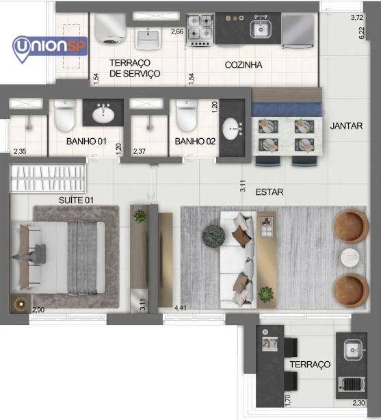 Apartamento à venda com 2 quartos, 54m² - Foto 5