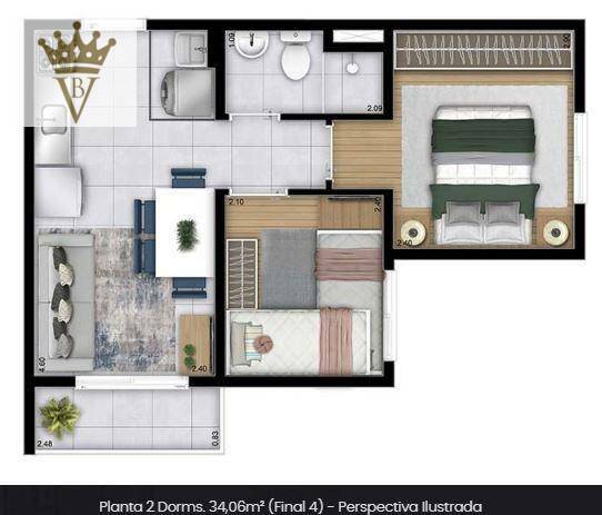 Apartamento à venda com 2 quartos, 34m² - Foto 13