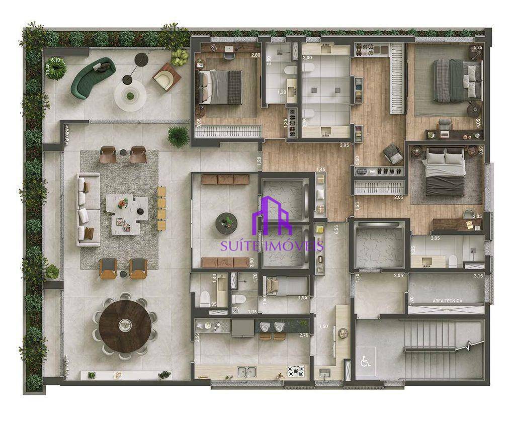 Apartamento à venda com 3 quartos, 262m² - Foto 2